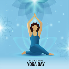 Faceless Woman Doing Meditation in Lotus Pose "Padmasana" on Gradient Lights Effect Background for International Yoga Day.