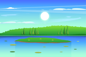 Fototapeta na wymiar Gradient lake scenery landscape background