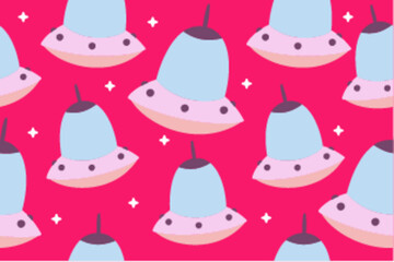 Kawaii Outer Space Seamless Pattern Background. Cute Cosmic Perfect Kids Apparel Doodle Cartoon for Galaxy Exploration Universe Trendy Wrapping Textile Collage Graphic Print Vector Illustration