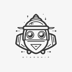 Starship logo. Space satelite retro shuttle moon discovery logotypes of observatory vector badges isolated. Shuttle and satellite, spaceship and rocket adventure illustration