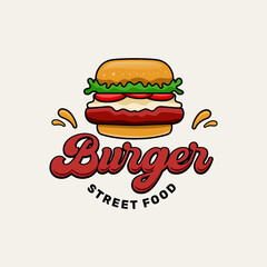 Burger Street Food Logo Template Vector Illustration