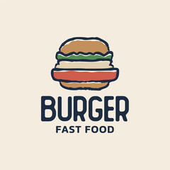 Burger vintage premium quality vector illustration design template