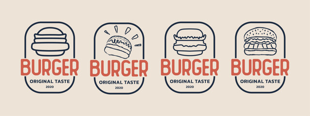 Obraz premium Burger Original Taste Vintage Badge Logo Vector Illustration