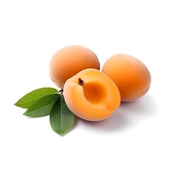 Apricots. Apricot isolate. Apricots with slice on white. Fresh apricots. With clipping path. Full depth of field