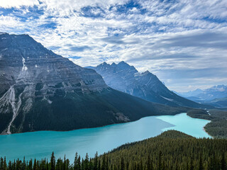 Turquoise Waters of Peyto Lake in Banff, Canada