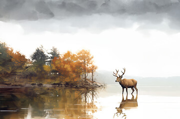 Deer background created with Generative AI technology