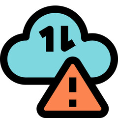 warning cloud black outline filled color icon