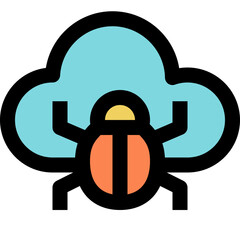 virus cloud black outline filled color icon