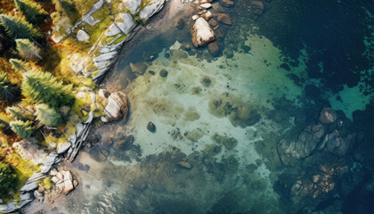 Coastal Aerial Satellite Drone Photography of Waves and Blue Waters 