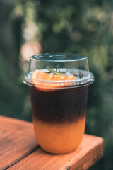 Coffee orange cocktail bar dark juice recipe autumn beverage breakfast.