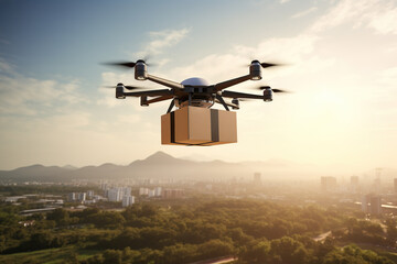 Fototapeta na wymiar drone delivering package 