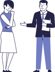 Business people, man and woman communicate.