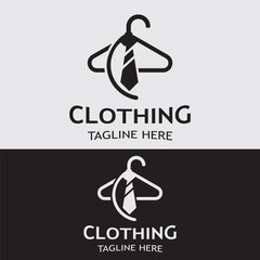 Clothing and Fashion logo design hanger concept, creative simple fashion shop business fashion vector beauty