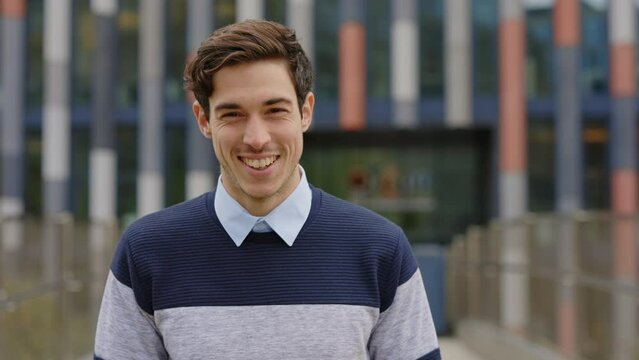 Portrait of the Smiling Young Caucasian Man. andsome Business Guy. Student.