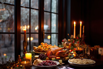 Fototapeta premium Holiday meal created with Generative AI technology