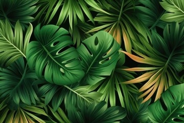 Green tropical monstera leaves. Generative AI