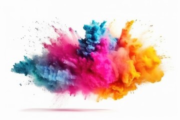 Fototapeta na wymiar Colored powder explosion on white background. Generative AI