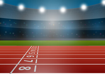 Fototapeta na wymiar Running Track or Athlete Track in Stadium. Vector Illustration.