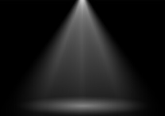 Spotlight on the Stage. Stage Light Background. Light on Stage Podium. Spotlight Scene Illumination. Vector Illustration. 