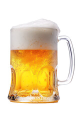 Glass of beer isolated on transparent background. Generative AI.