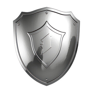 Metal shield in 3d icon style isolated on transparent background. Generative AI.