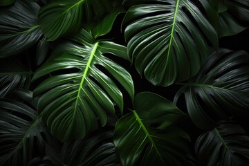Bright tropical background with jungle plants. Exotic pattern with palm leaves. AI Generation
