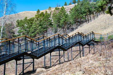 Stairway to the top of the mountain in the national park.