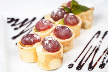 A delicious gourmet dessert combining fresh strawberries, raspberries, cream and chocolate. Perfect for breakfast or a sweet snack!