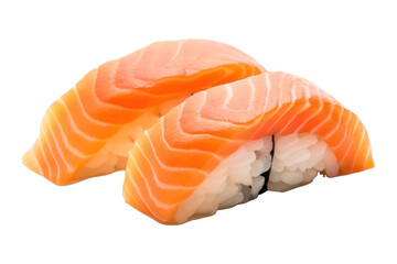 Salmon sushi isolated on transparent background. Generative AI.