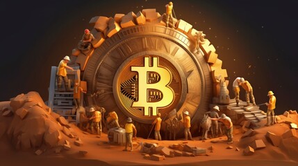 bitcoin mining concept illustration created with generative AI