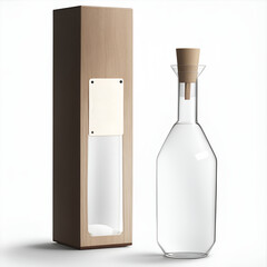 A typical shaped Shochu liquor bottle with blank label, isolated on white. Generative AI