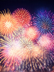 Obraz premium Colorful fireworks on the 4th of July. Festival celebration explosion. Generative AI