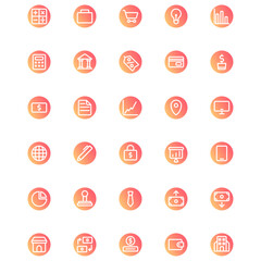 Vector of Business Icon Set Round Gradient. Perfect for user interface, new application, etc.