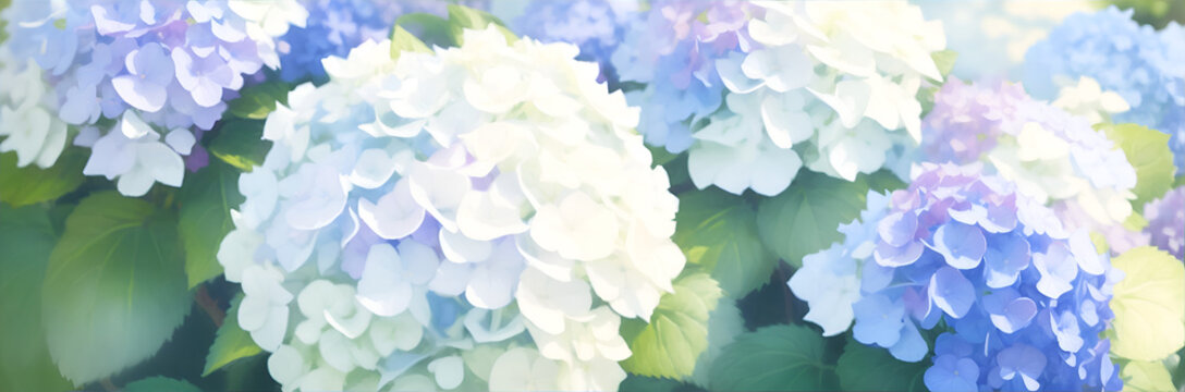 Hydrangea flowers in light impressionist oil painting style. Generative AI