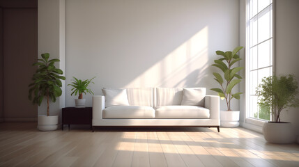 Fototapeta na wymiar cozy living room design Interior with sofa, generative AI