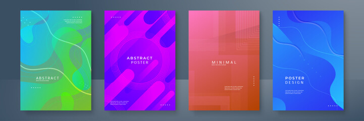 Abstract trendy gradient colorful colourful flowing geometric pattern background texture for poster cover design. Minimal color gradient banner template. Modern vector wave shape