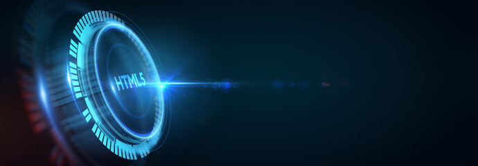 The concept of business, technology, the Internet and the network.  HTML5. 3d illustration