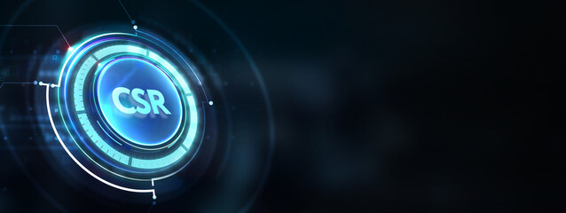 CSR abbreviation, modern technology concept. Business, Technology, Internet and network concept. 3d illustration
