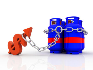 3D rendering illustration Gas Cylinder with dollar sign