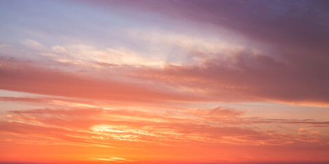 Naklejka na ściany i meble Colorful sunset sky, natural panoramic background photo