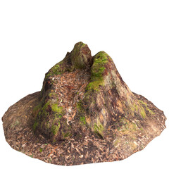 3d illustration of dry tree stump isolated on transparent background