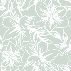 Fototapeta na wymiar Lineart flowers pattern
