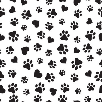 Paw Seamless Pattern, Dog Paw, Pet Paw