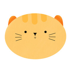 Smiling cute cat face, smile emoji, animal cartoon