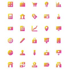 Vector of Business Icon Set Solid Gradient. Perfect for user interface, new application, etc.