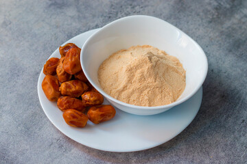 raw and healthy date sugar. alternative sweetener.  