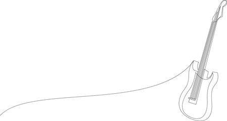 Continuous line drawing of electric guitar. Musical concept drawn by one line. Vector illustration.