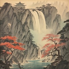 Dibujo japonés de la naturaleza