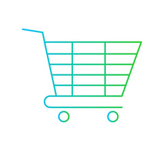 Shopping chart e-commerce icon with green and blue gradient outline style. simple, discount, financial, sign, website, management, economy. Vector Illustration