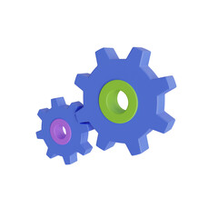 3d Gear. icon isolated on white background. 3d rendering illustration